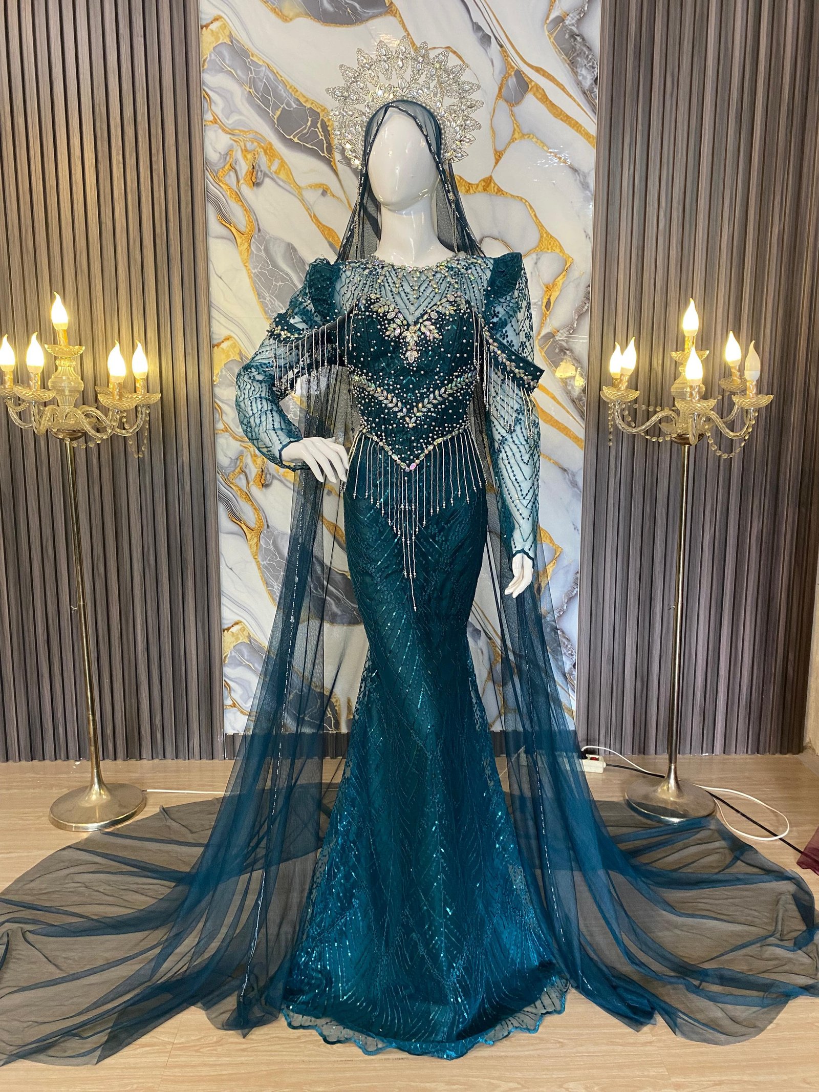 Slim dress Emerald Blue